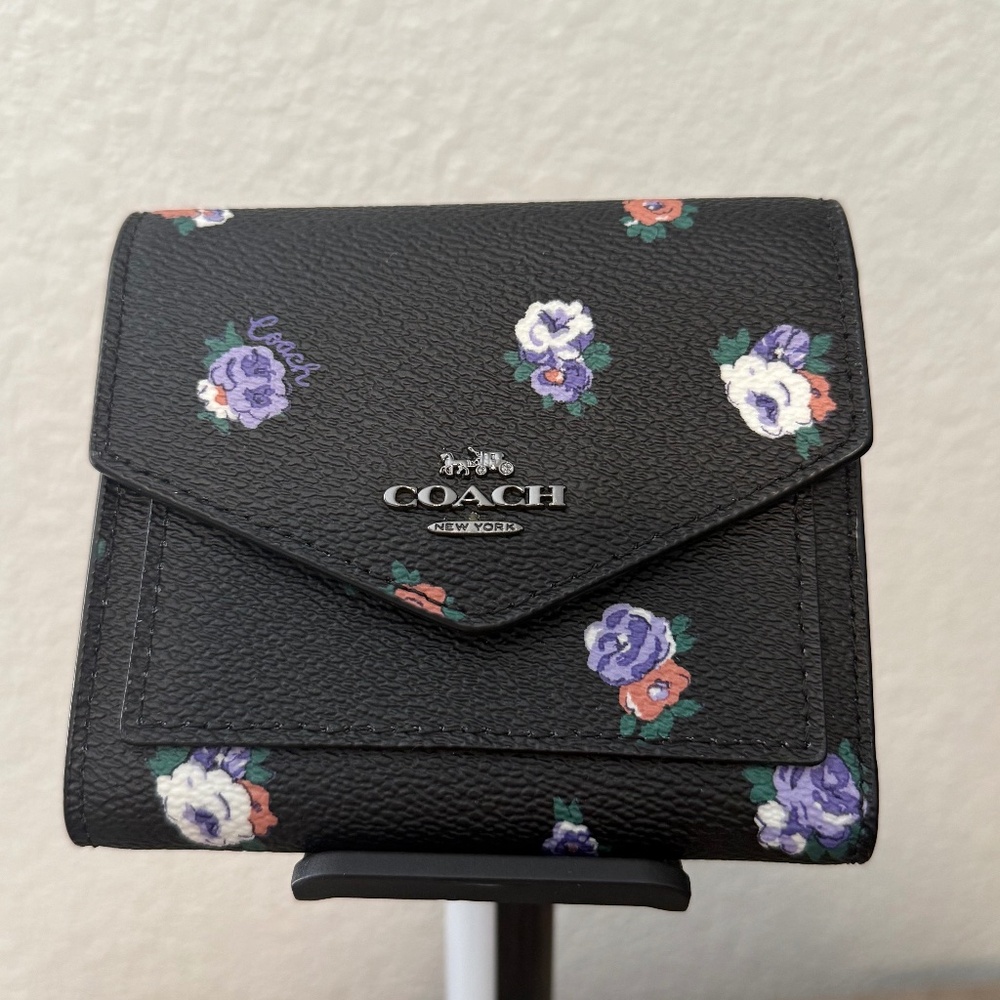 Coach black floral wallet